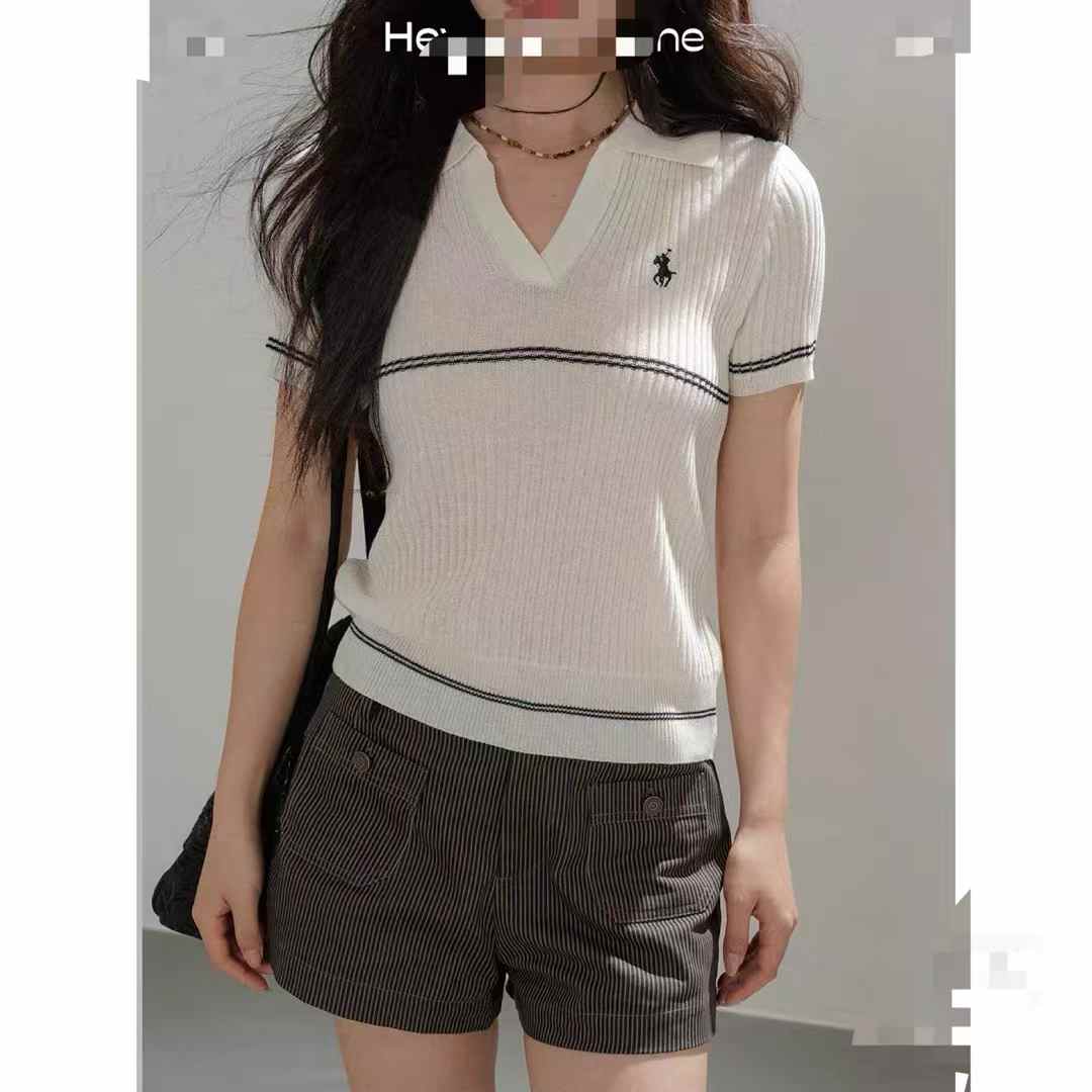 夏季女装码标刺绣翻领短袖针织衫，160件左右