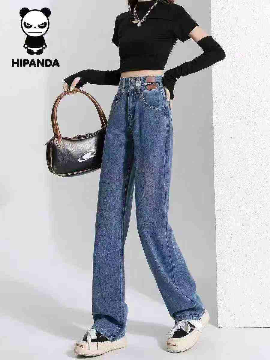 #jeanswholesale🍀，品牌潮流深蓝色牛仔直筒裤