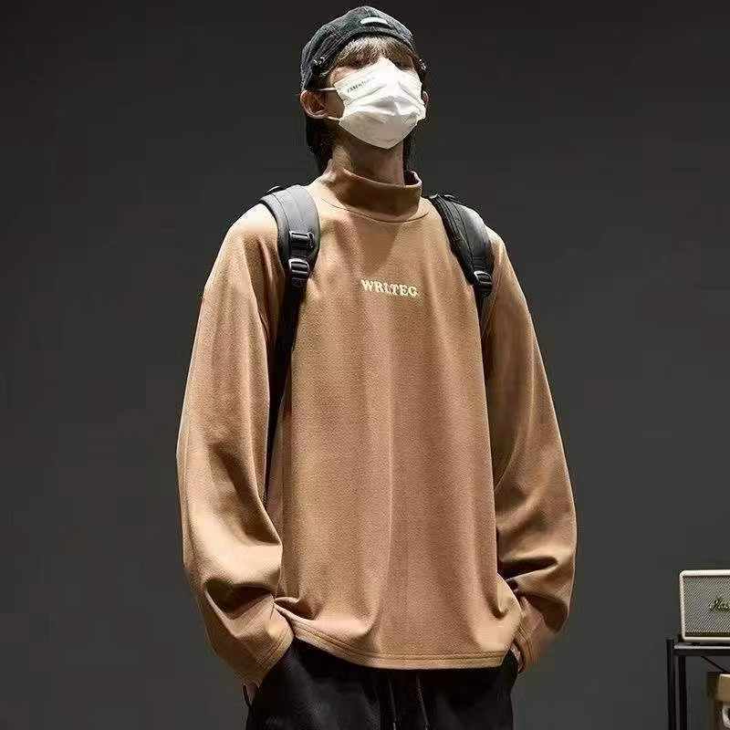 秋冬新款宽松百搭半高领潮流德绒长袖打底衫，独立包装，码数l-
