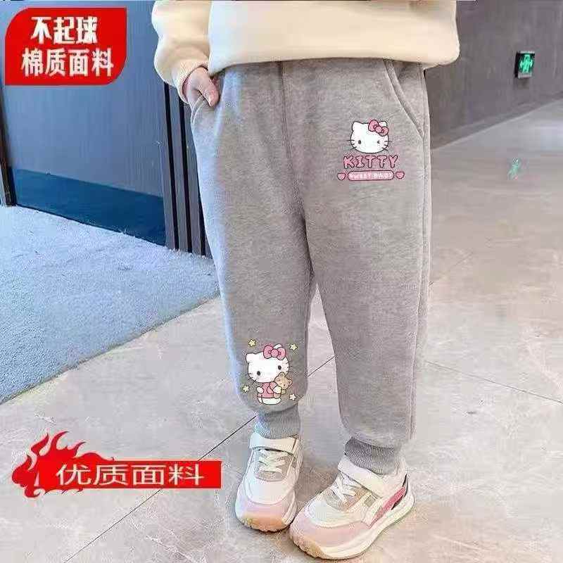 🐏儿童卡通秋冬新款加绒加厚运动长裤外穿童装加绒束脚卫裤潮款