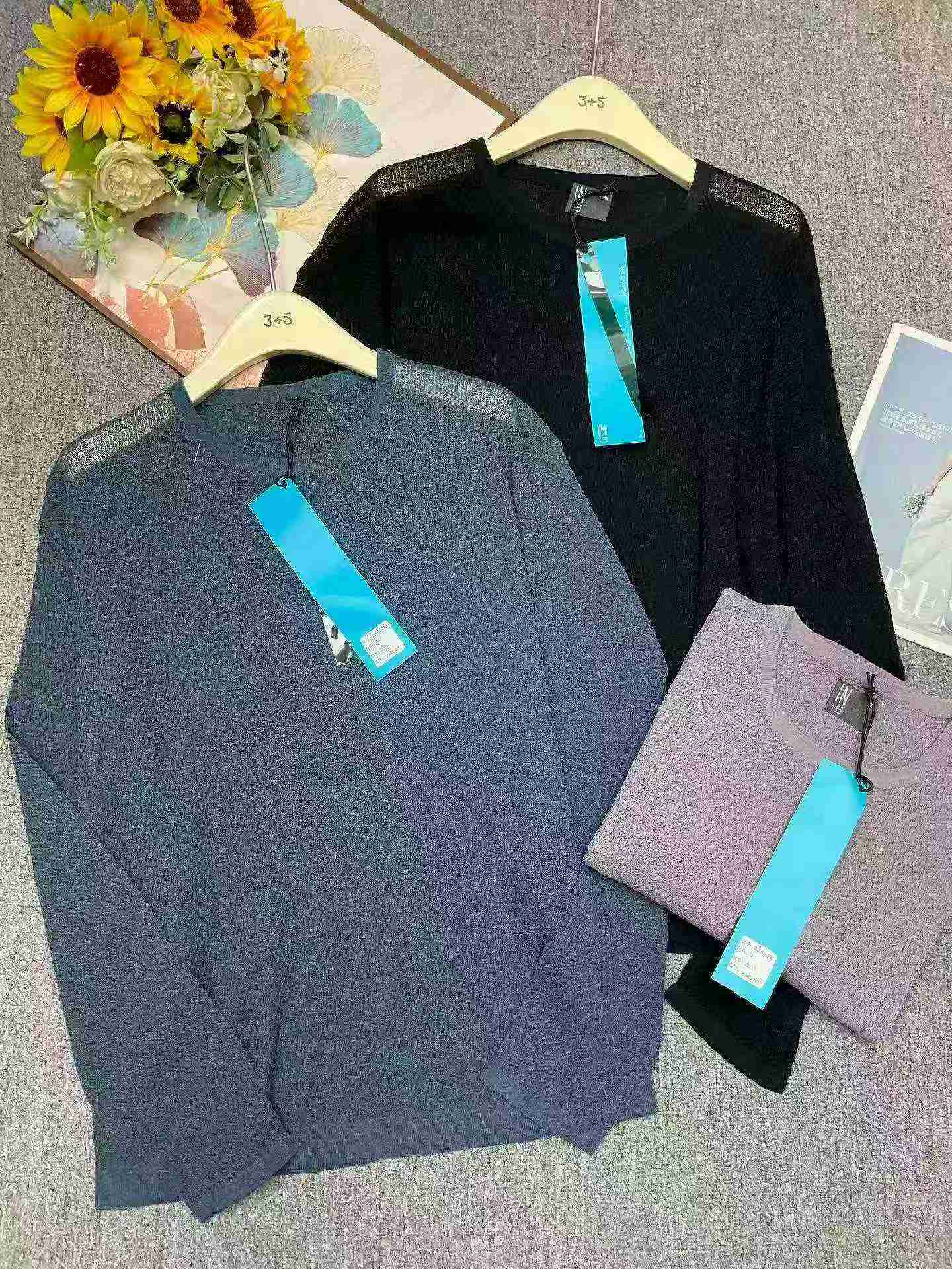 品牌原单男士宽松净版简约冰丝针织长袖，独立包装带吊牌，码数m