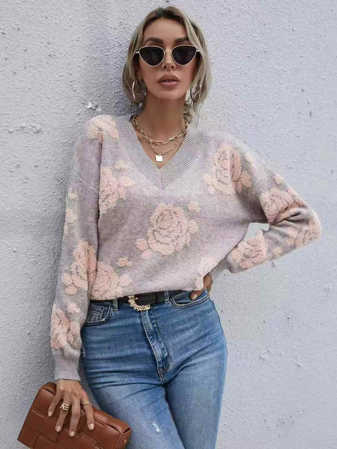 shein女装花朵毛巾刺绣针织衫，s-l，100多件