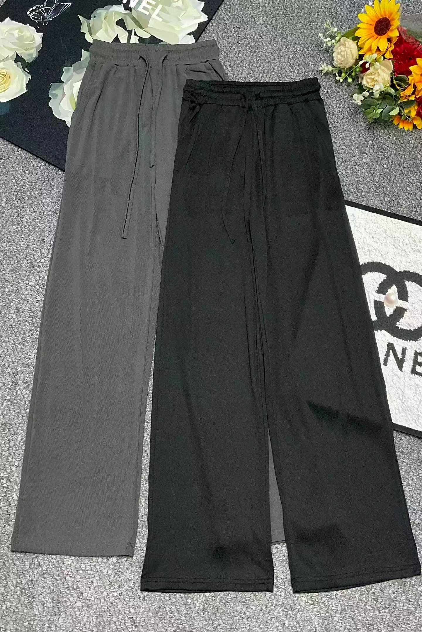 春夏季新款网红冰丝顺滑直筒阔腿休闲裤，独立包装，码数s-2x