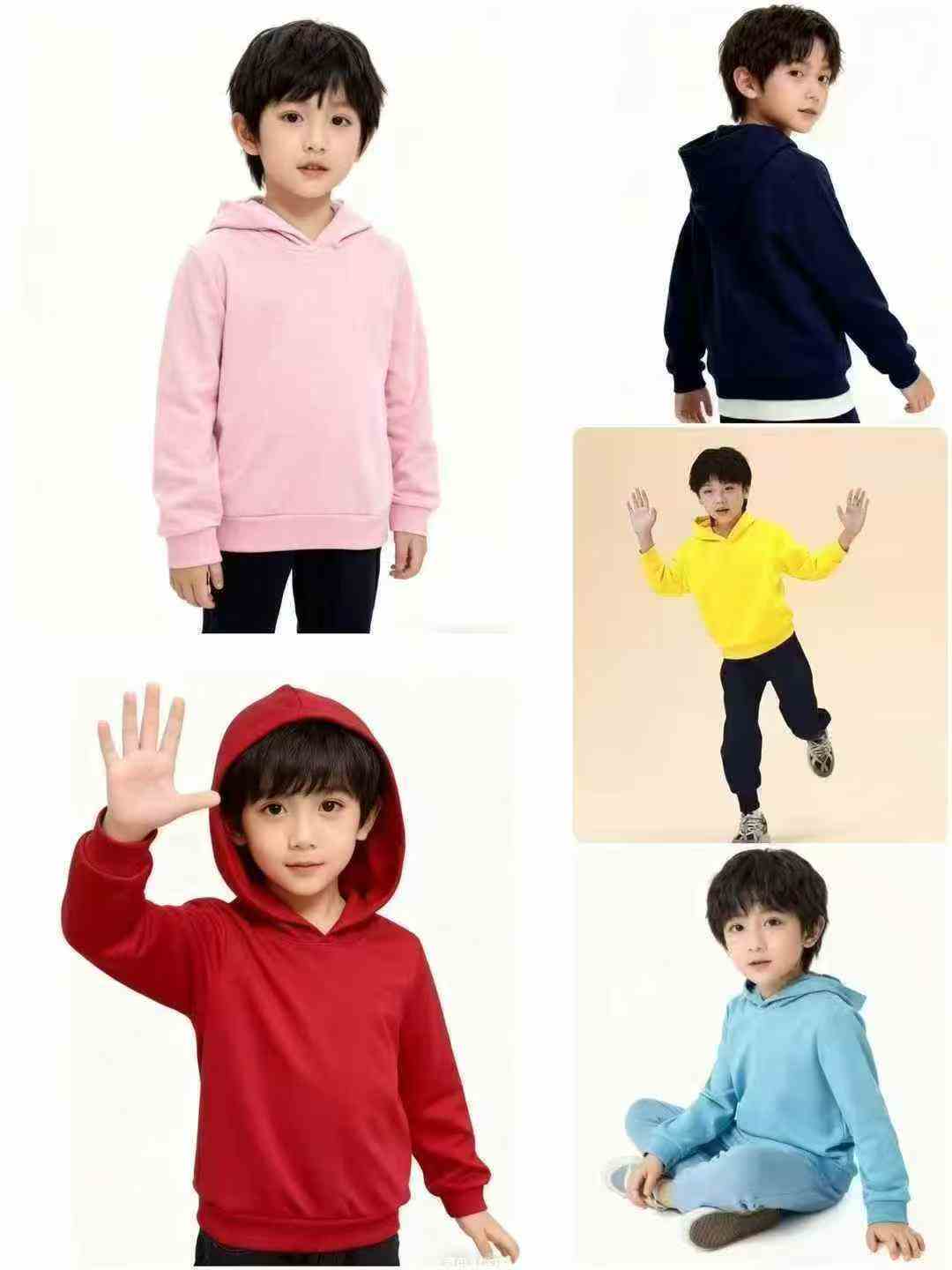3.9元，纯棉卫衣，春秋季中大童纯棉连帽卫衣潮，领口有包边，