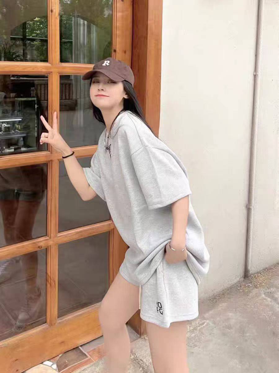 ①美式复古男女同款宽松时尚休闲两件套！独立包装带吊牌，码数s
