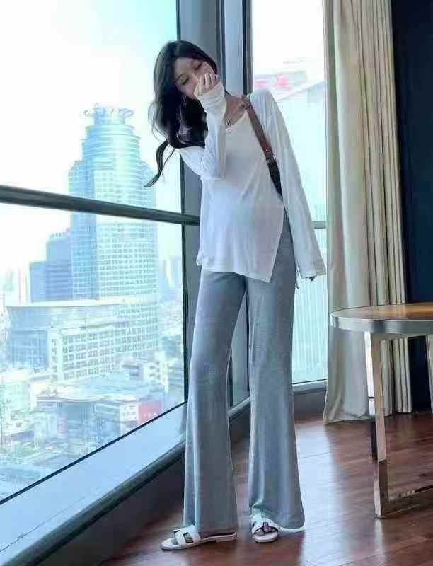 200多条外贸大码女款高腰显瘦直筒薄款垂感微喇休闲瑜伽长裤，