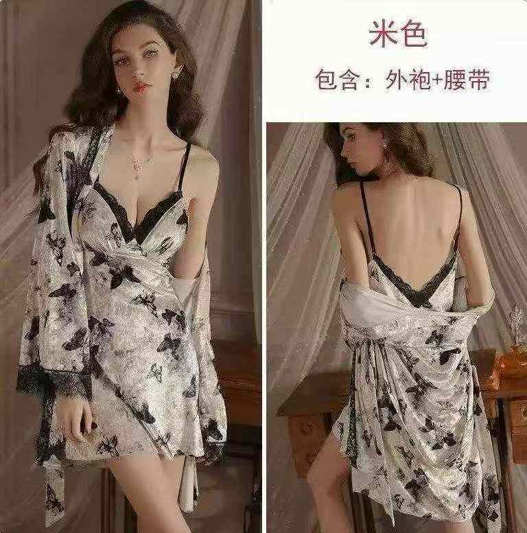 女士仿真丝睡袍➕吊带5100套