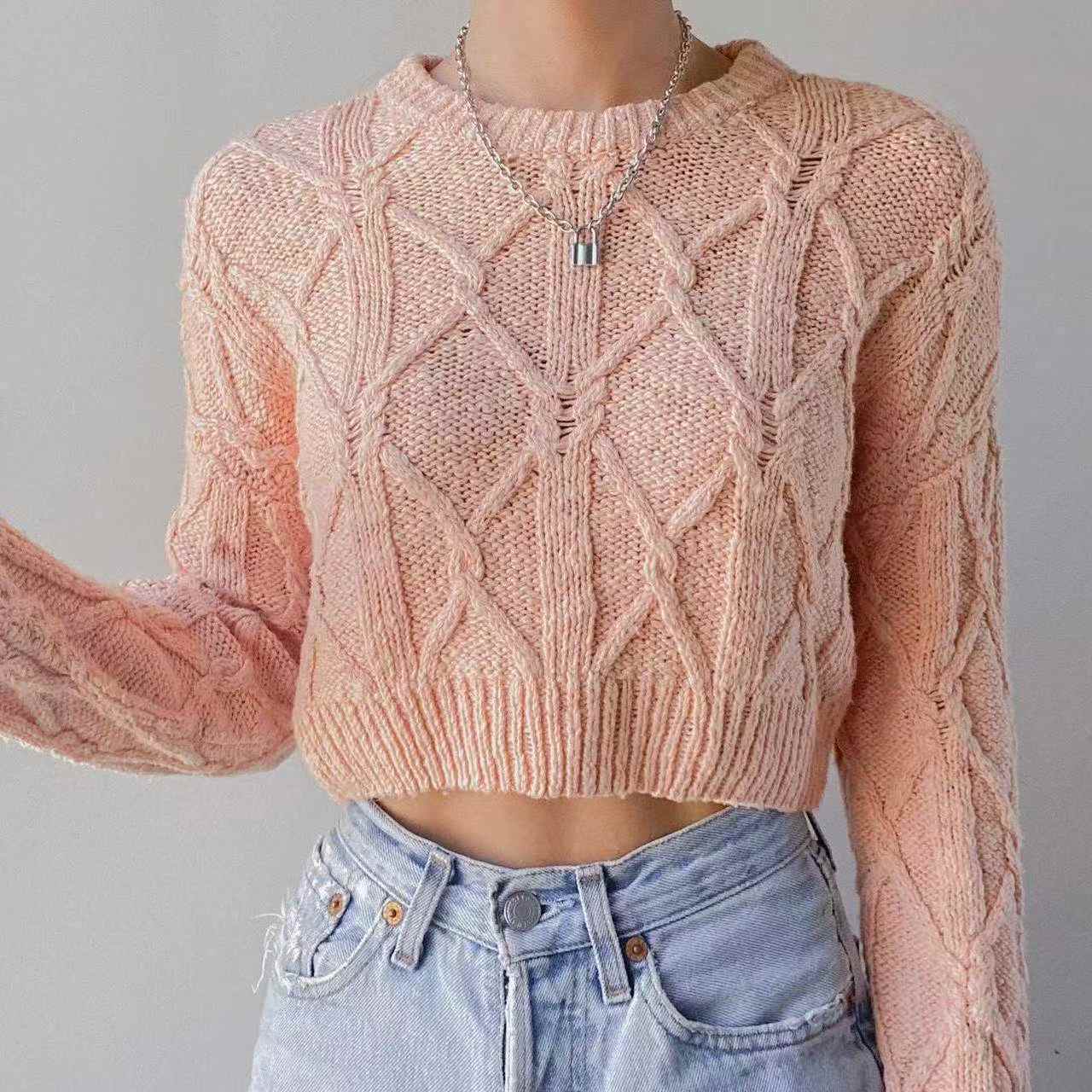 forever21女装麻花短款针织衫，200件左右