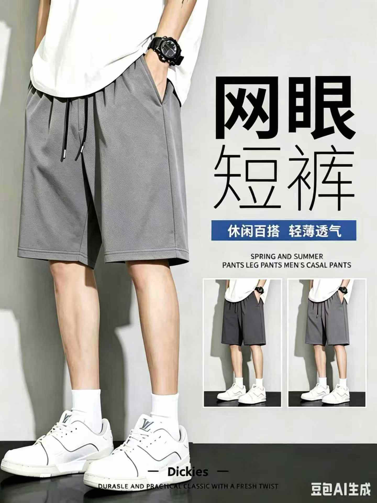 全清价5.9，🌸男装夏季休闲短裤超薄透气网眼运动短裤，整款