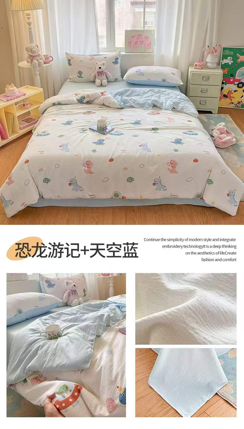 皱皱纱夏被到货3000条，颜色花型都好看三个尺寸，1.5/1