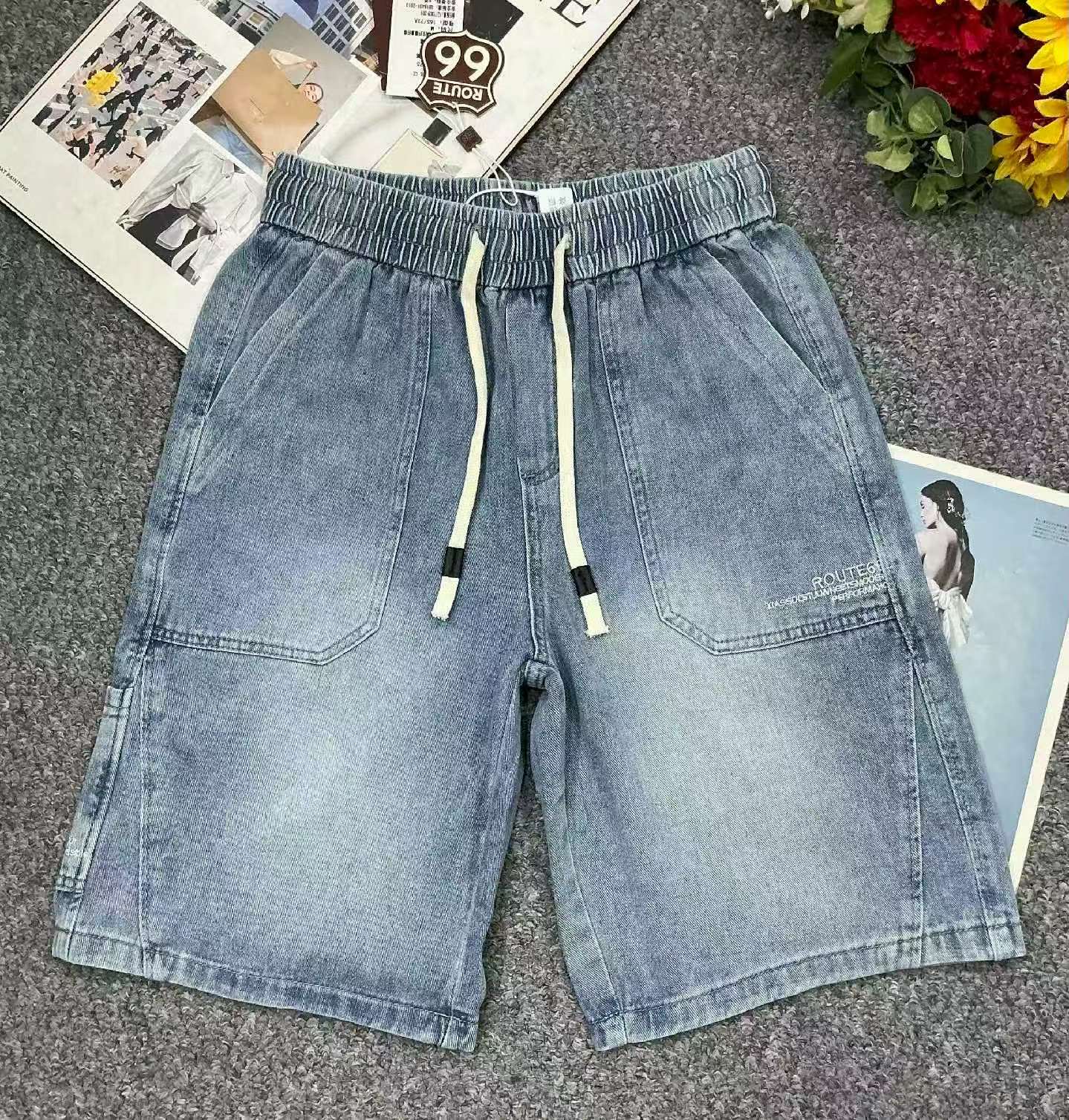 夏季新款高品质男士网红爆款松紧腰牛仔短裤，独立包装，码数m-