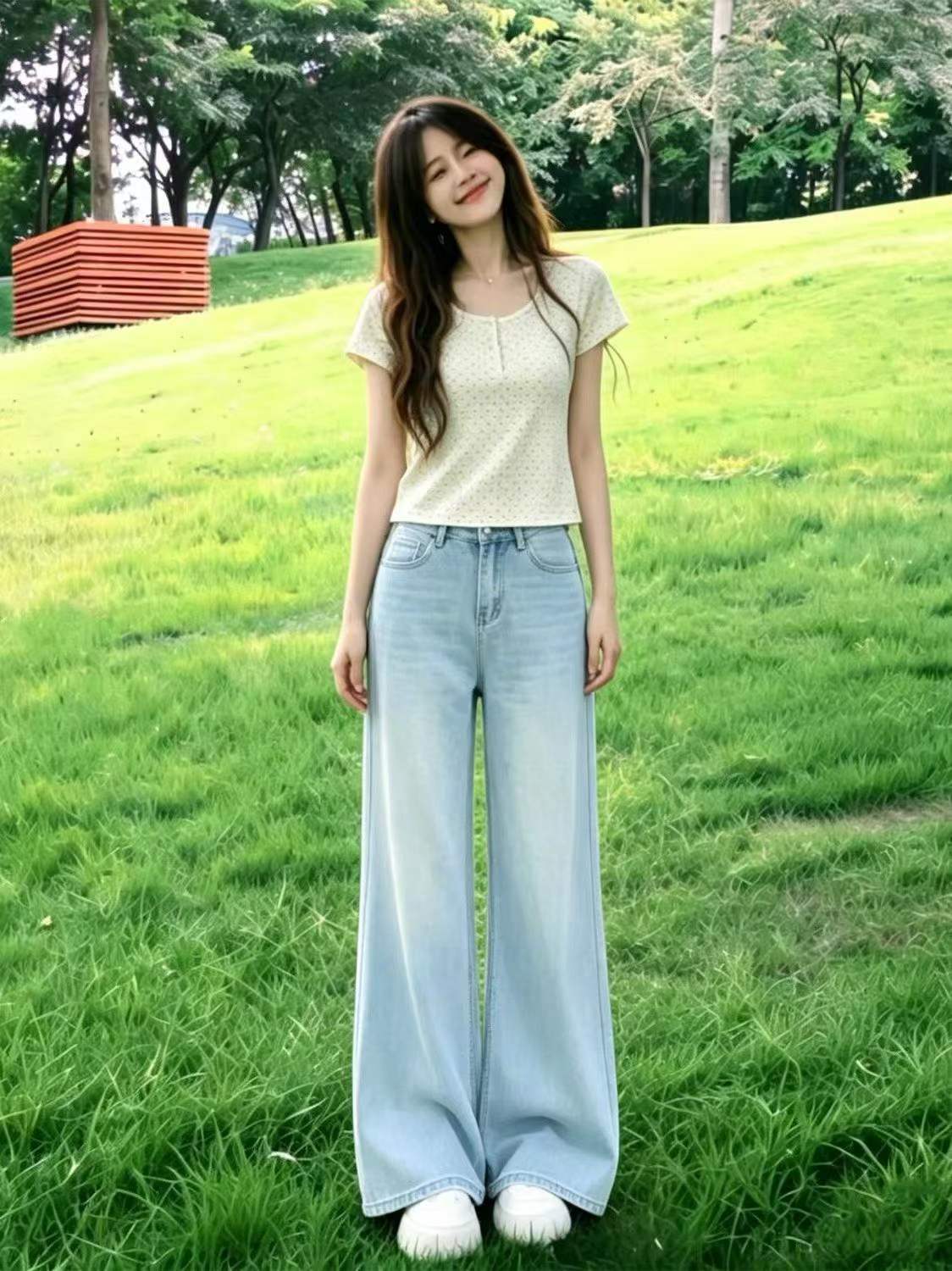 💰12.8
中山牛仔裤👖，浅蓝色春夏款弹力软牛仔
品质好