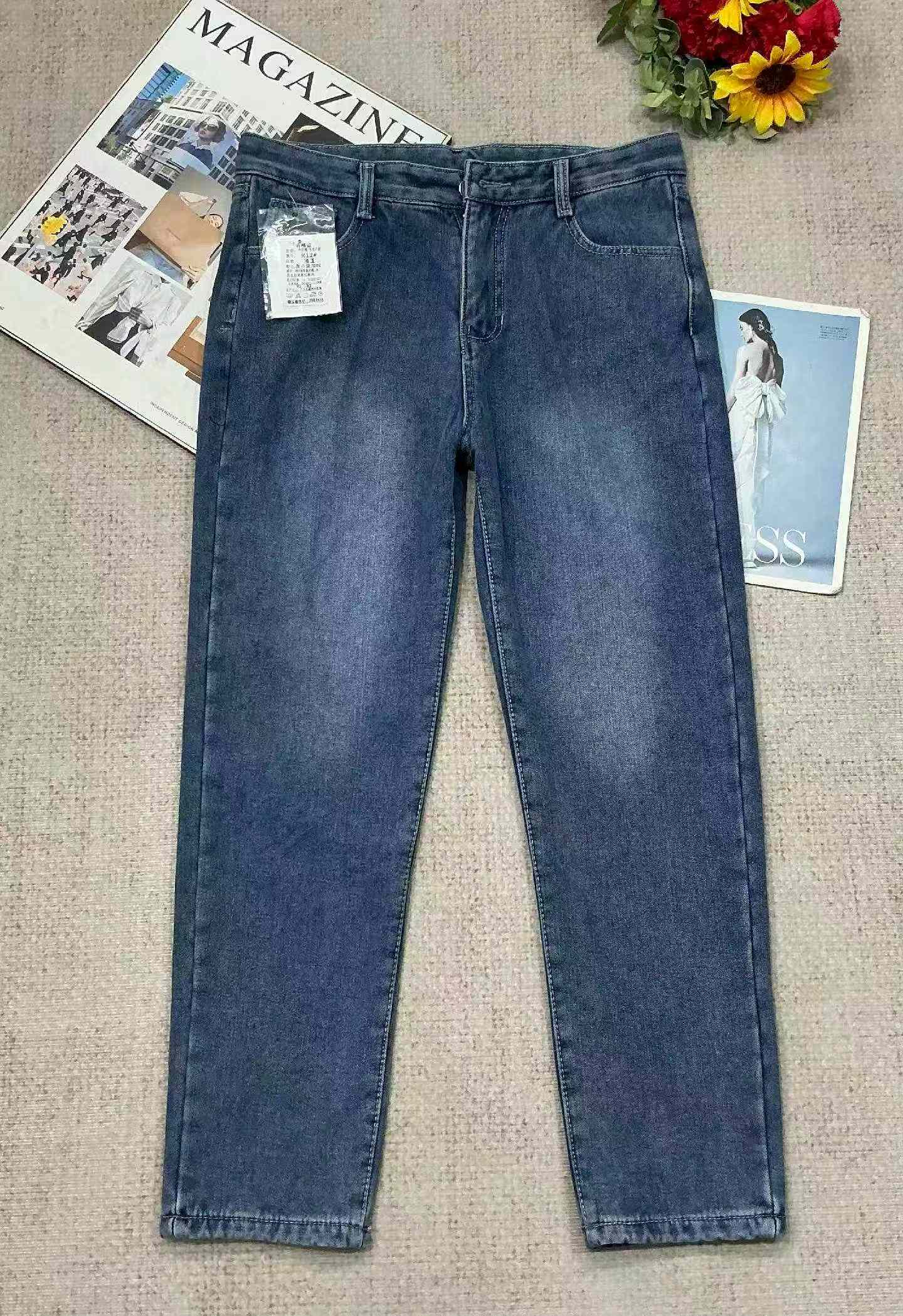 秋冬新款男士净版简约宽松百搭加绒牛仔裤，独立包装带吊牌，码数