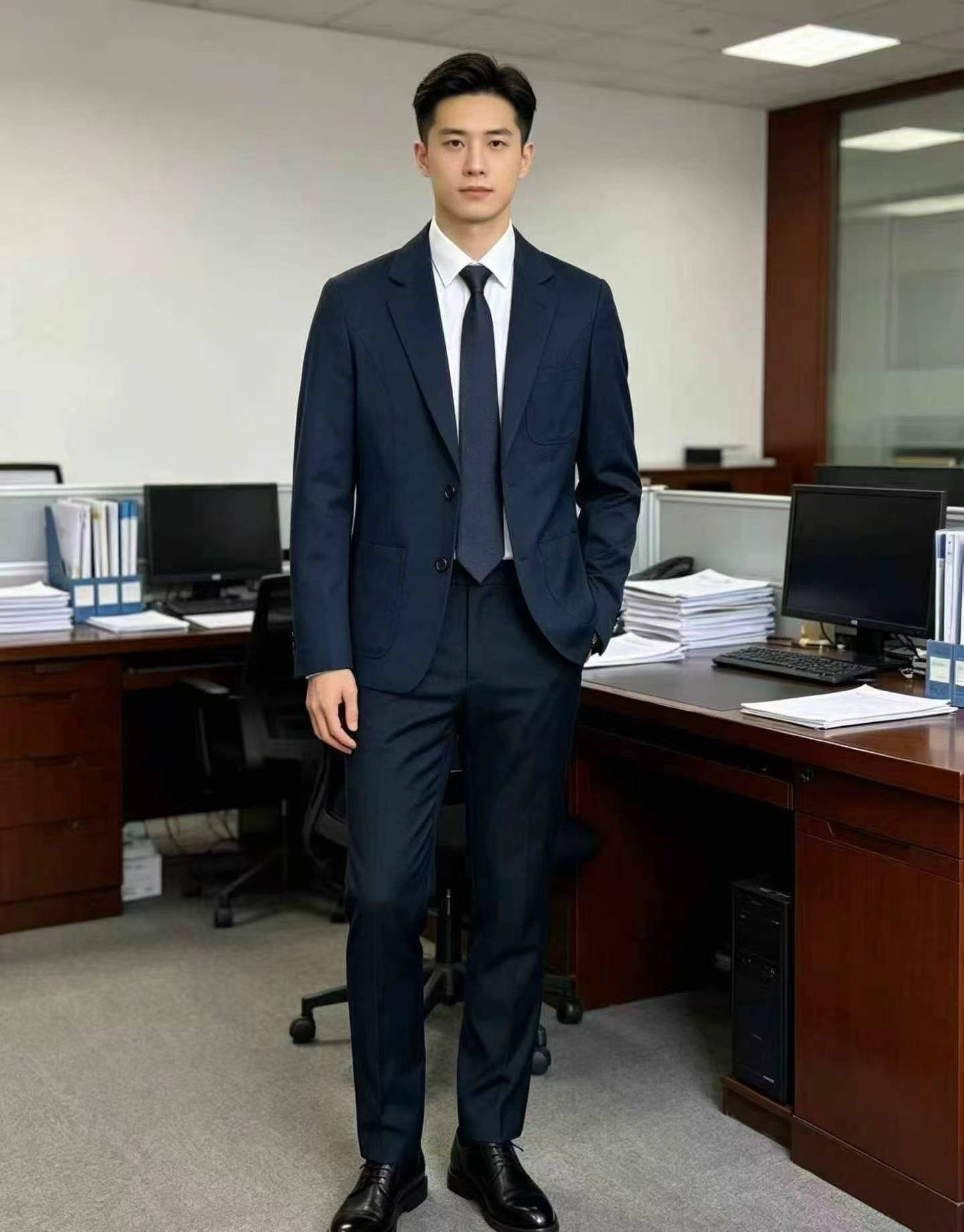 3500件，男女同款春秋新款职业蓝色西装，洋气休闲百搭，尺码