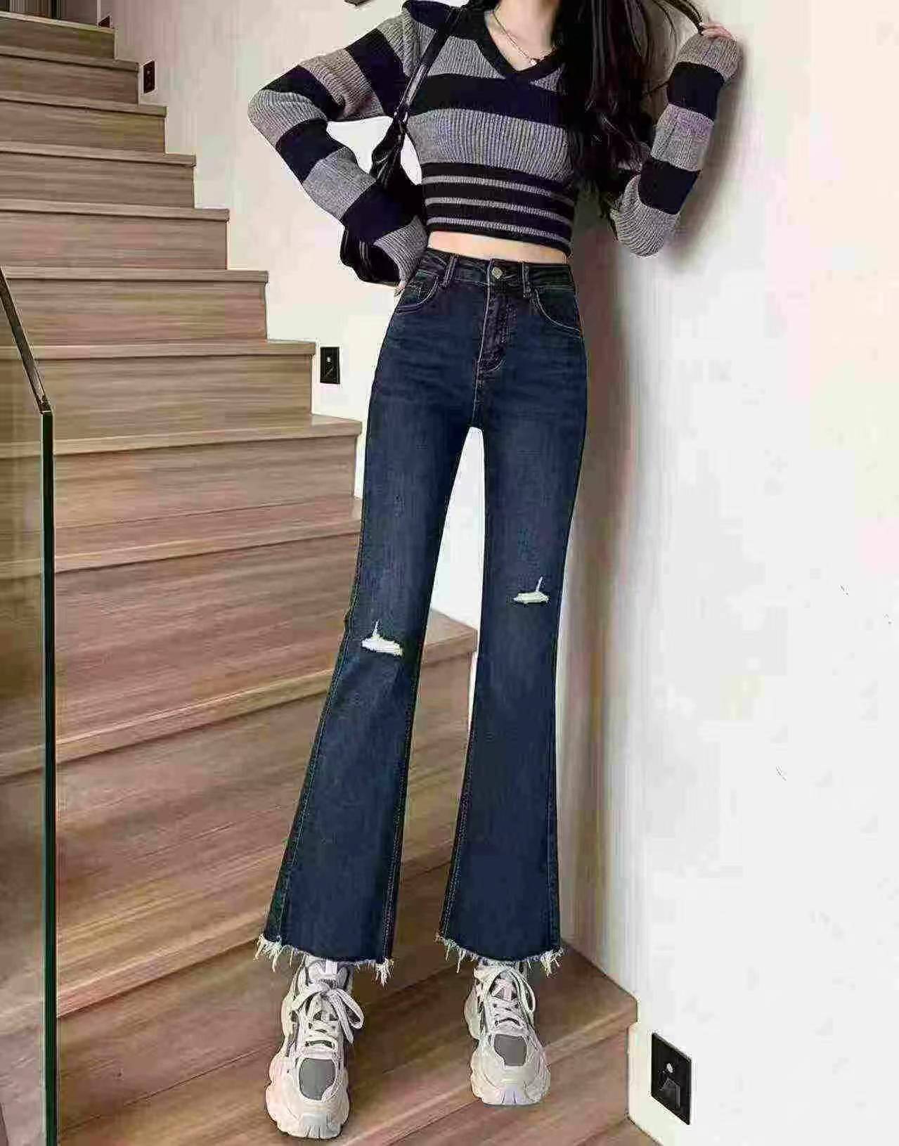 弹力高腰直筒牛仔裤女夏季薄款显瘦弹力裤子200条全清11.8