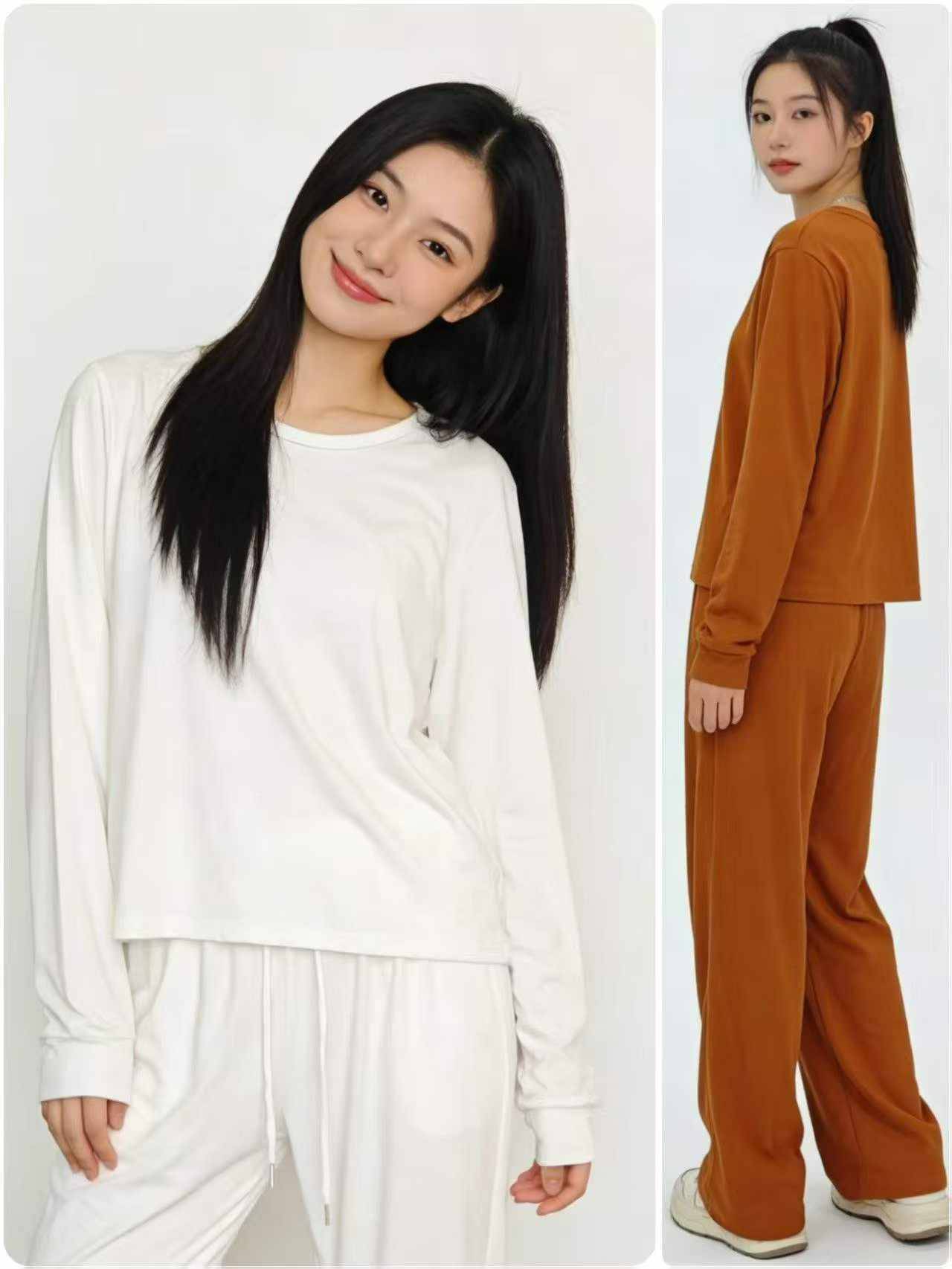 6.9清，电商仓回收3038套跨境慵懒女士长袖长裤休闲套装，