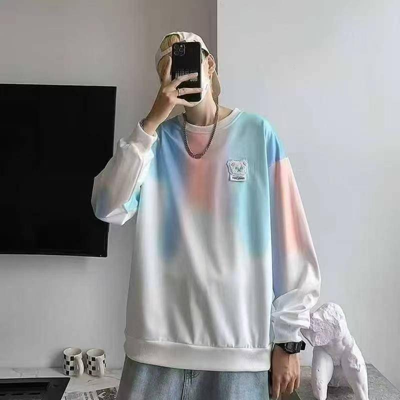 时尚潮流休闲渐变色*印花圆领卫衣，整款两色，品质好，拉链式