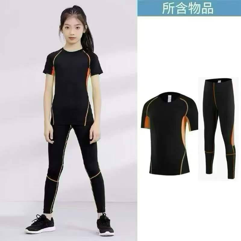 锦纶冰丝儿童运动训练服…，110–160码，荧光绿、橙色、天