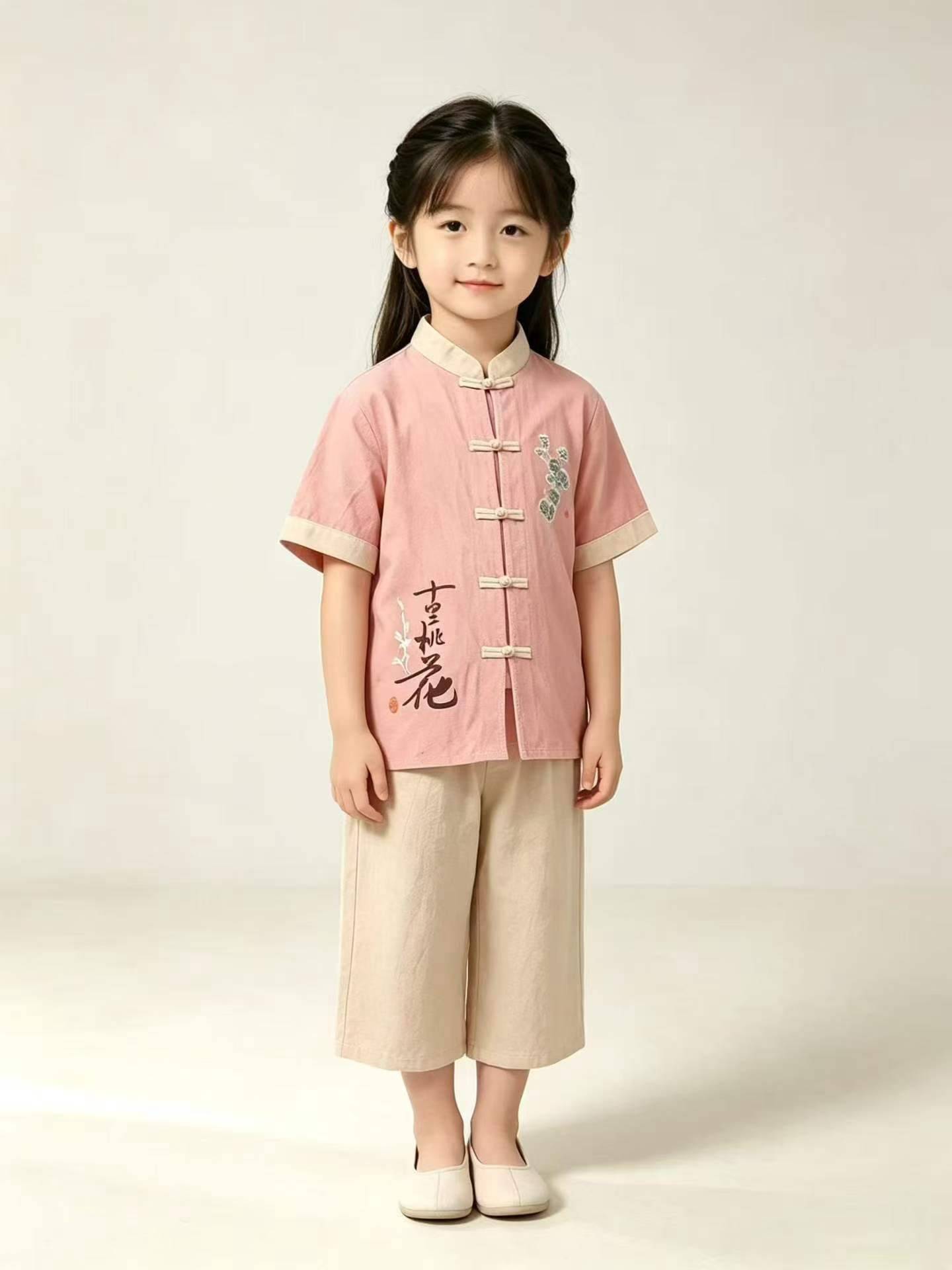 ￥6.5儿童汉服套装中小童国风短袖中式夏装两件套；尺寸100