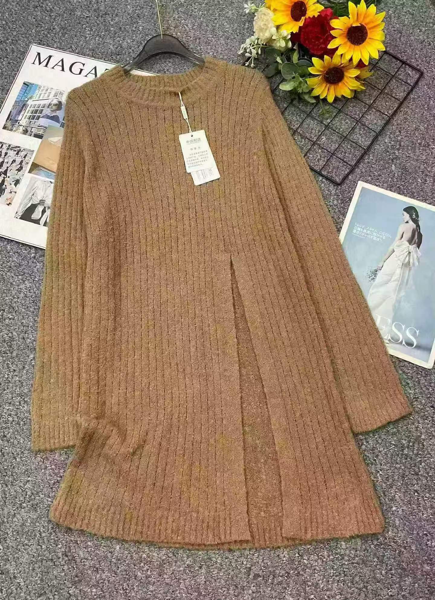春秋新款品牌原单复古净版开衫设计款宽松百搭圆领套头毛衣，独立